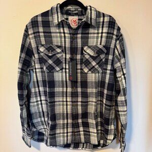 NWT Cloudveil Mountain Works Men's Large Flannel in Navy, Green, and White